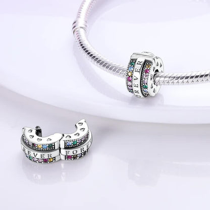 925 Sterling Silver Clip Charms Safety Chain Charm Silicone Stopper Bead Fit Jewelry Making For Bracelet T Diy PTC512 - Image 4