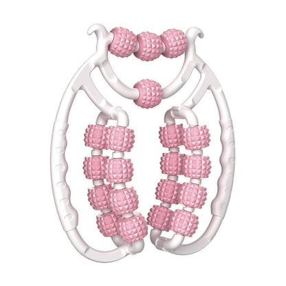 Massage Roller Relax Roller 20 Wheels Tubular Device Arm Leg Massage Circular Leg Clamps for Golfers Elbow Neck Leg Ankle Pink - Image 2