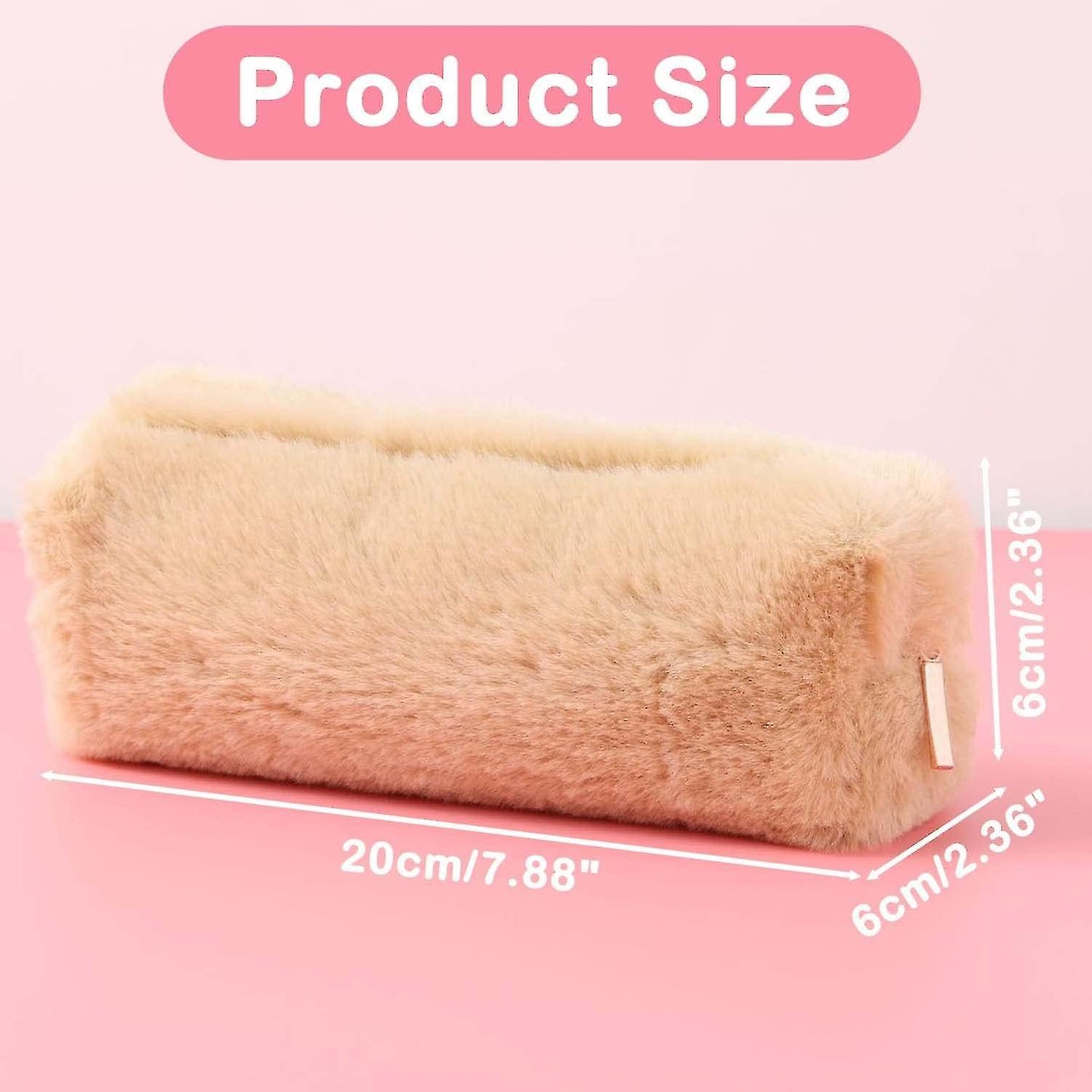 Plush Pencil Case, Fuzzy Pencil Bag Fluffy Makeup Bag Cute Pencil Case For Students Paper Protector For School Office (camel) - Image 2