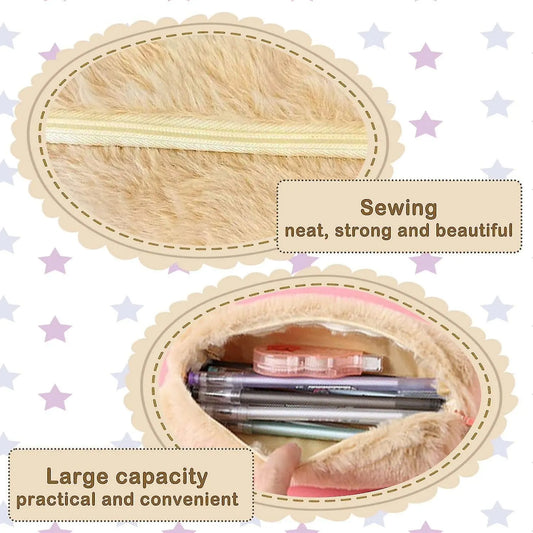 Plush Pencil Case, Fuzzy Pencil Bag Fluffy Makeup Bag Cute Pencil Case For Students Paper Protector For School Office (camel) - Image 3