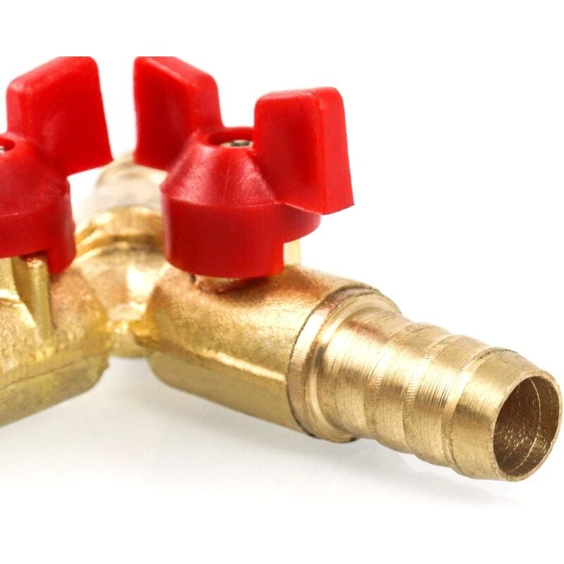 MUMU 3-Way Hose Connector Splitter Brass Zinc Alloy 10mm Ball Valve T-Hose Connector for Coupling Fittings Air Water Gas 1 Piece - Image 3