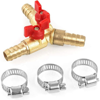 MUMU 3-Way Hose Connector Splitter Brass Zinc Alloy 10mm Ball Valve T-Hose Connector for Coupling Fittings Air Water Gas 1 Piece - Image 4