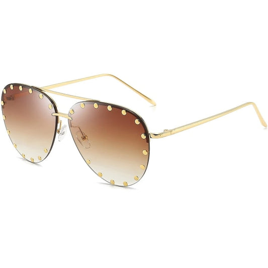 Women's Sunglasses Classic Pilot Sunglasses Metal Frame Fashion Style Uv400 Protection, Gold Frame/Gray