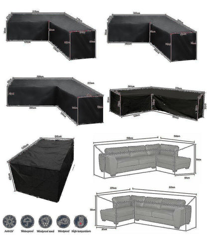 12 Sizes L-Shape All-Weather Cover Waterproof Rattan Corner Furniture Protector Garden Patio Outdoor Sofa Cover Dust Cover270*200*82cm - Image 2