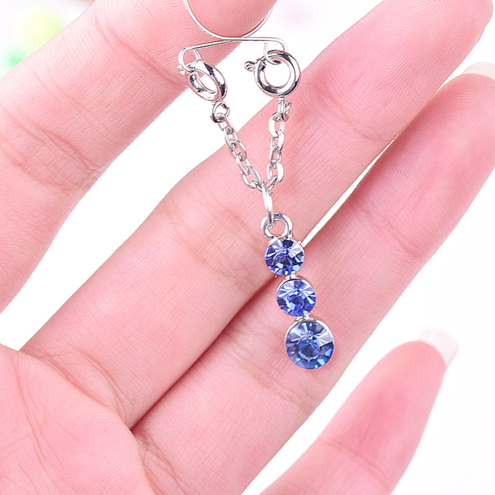 Fashion Water Drop Screw Non Pierced Nipple Ring Set Nipple Ring Body Jewelry (Blue) - Image 4