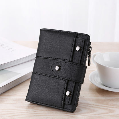 The New Trendy Foldable Small Wallet Women Leather Card Holder Wallet Pink - Image 5