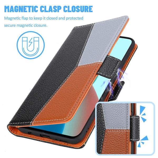 Case for Samsung Galaxy A22 4g Protection Three-color Stitching Coque Magnetic Mobile Phone Case Etui - Black - Image 4