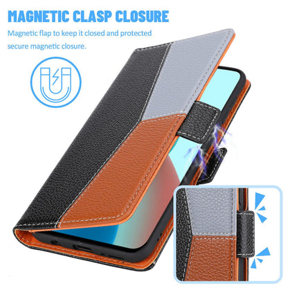 Case for Samsung Galaxy A22 4g Protection Three-color Stitching Coque Magnetic Mobile Phone Case Etui - Black - Image 4