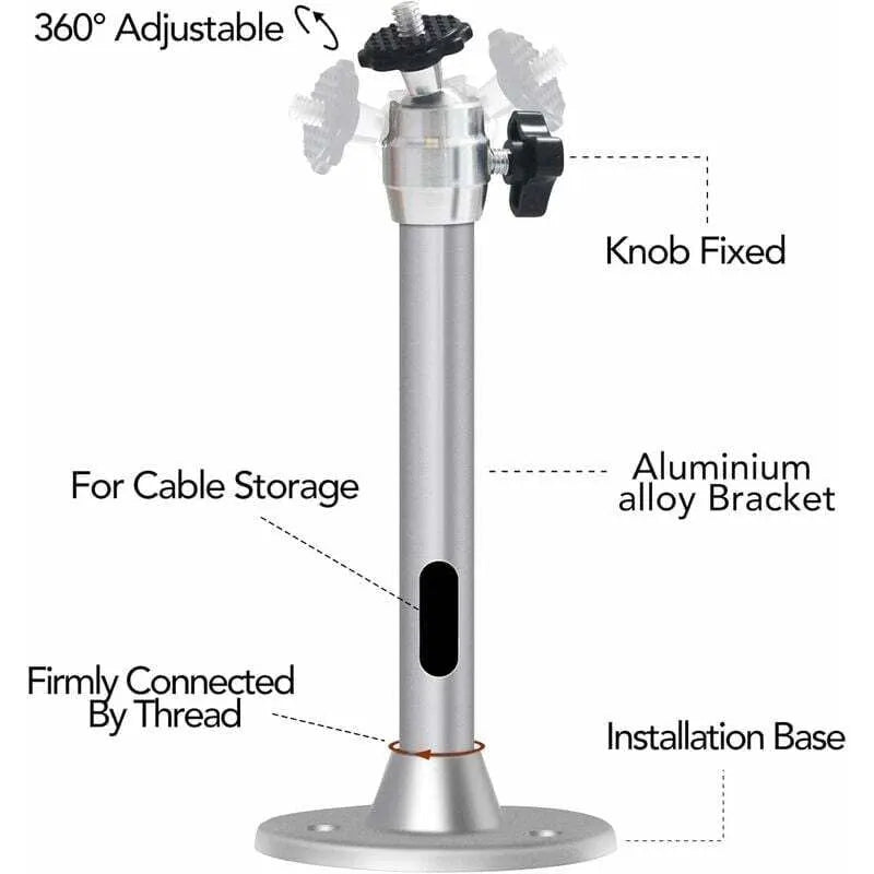 Projector Ceiling Mount, 3kg Load Capacity, 360° Rotation, 90° Tilt Angle, Ceiling and Wall Mount for Mini Projector - Made of Aluminum - Image 2