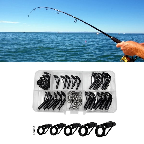 35pcs Fishing Rod Repair Kit Rings Wear-Resistant Ceramic Guide Rings Rod Eye Fishing Rod Guides Alconite Rings Set - Image 2