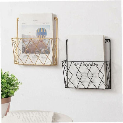 Black Metal Wire Magazine Rack for Wall - Storage Shelf for Office, Living Room, Bedroom - Compatible with Newspapers, Books and Files - Image 5