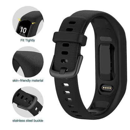 3pcs Soft Silicone Wristbands for Garmin Vivosmart 5 Wristband, Replacement Sports Wristbands in Different Colors for Vivosmart 5, Black-White-Blue - Image 2