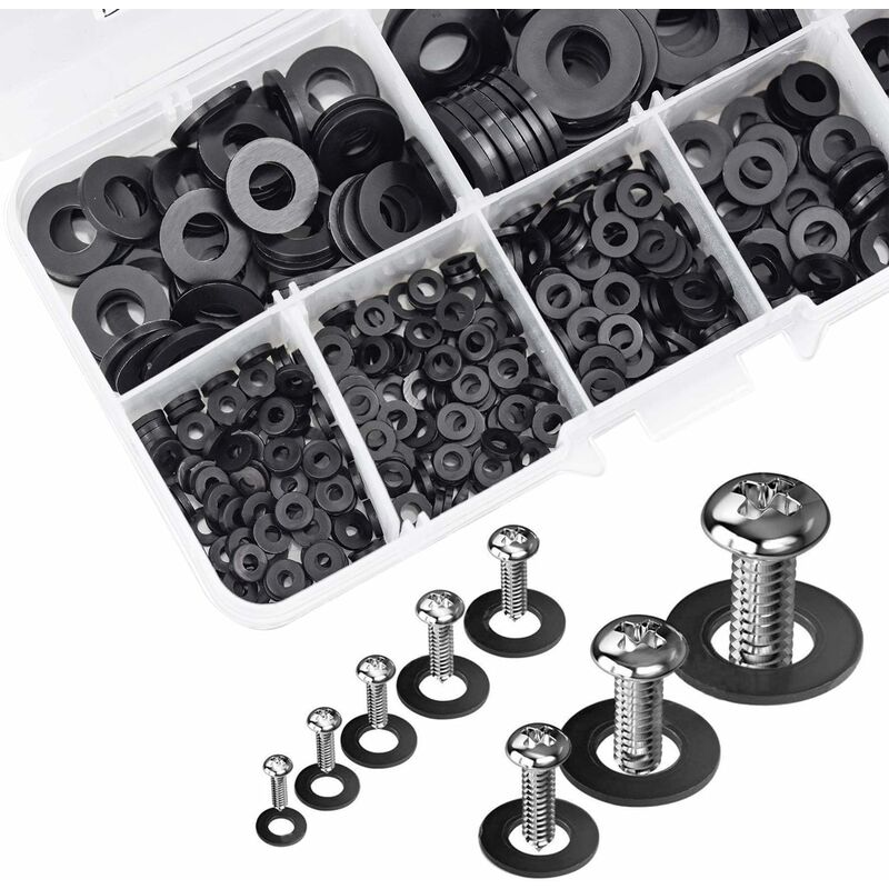 500pcs Black Plastic Washers Lock Washers Fasteners, Self-Locking Washer Assortment Mechanical Washer M2.5 M3 M4 M5 M6 M8 M10 - Image 5