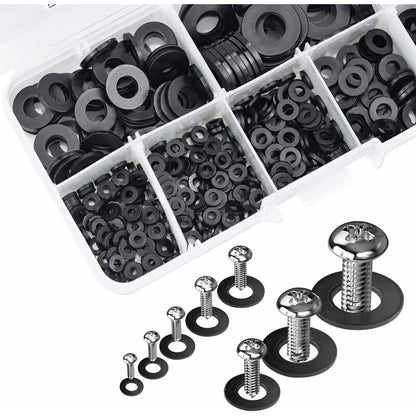 500pcs Black Plastic Washers Lock Washers Fasteners, Self-Locking Washer Assortment Mechanical Washer M2.5 M3 M4 M5 M6 M8 M10 - Image 5