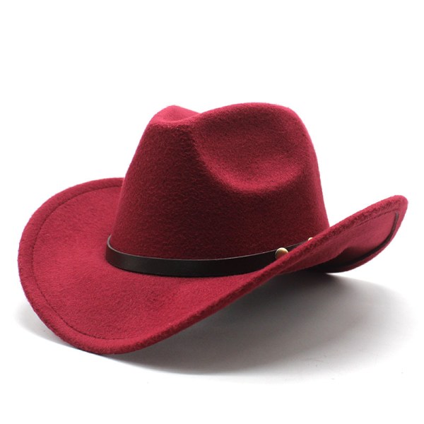 American Western Cowboy Hat Felt Hat For Men And Women Riding Hat Rolled Brim Imitation Wool Jazz Hat Cowboy Hat Pink Pink-tfrf Pink - Image 5