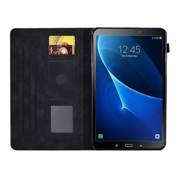 compatible with Samsung Galaxy Tab A 10.1 (2016) T580 / T585 Shockproof Case Pu Leather Butterfly Floral Pattern Printed Case Black - Image 2