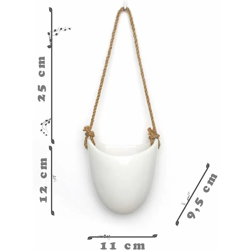 Set of 3 white ceramic wall pots - Fei Yu - Image 3