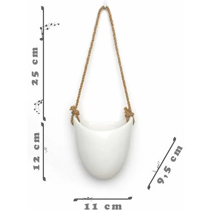 Set of 3 white ceramic wall pots - Fei Yu - Image 3