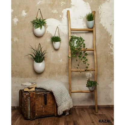 Set of 3 white ceramic wall pots - Fei Yu - Image 5