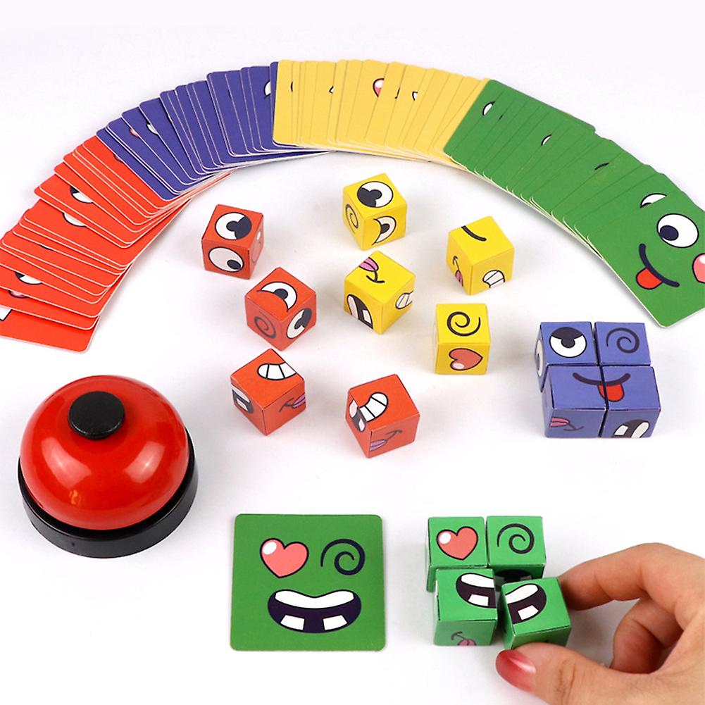 Expression Puzzle Building Blocks Face Changing Building Blocks Matching Game Logical Thinking Training Toy With Bell - Image 2
