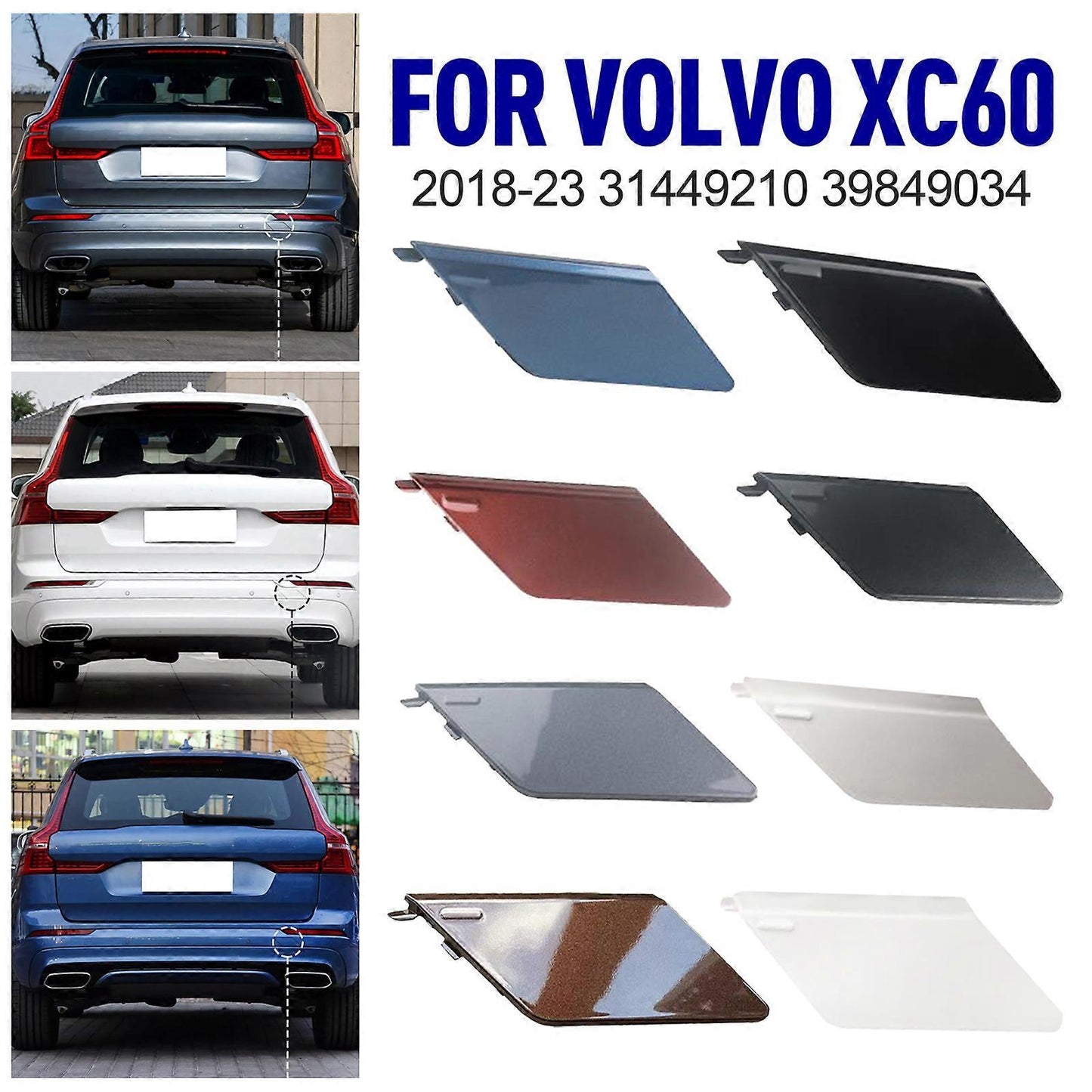 Towbar Hole Cover Rear Bumper For VOLVO XC60 2018-23 39849034 31449210 js Pine Gray - Image 4