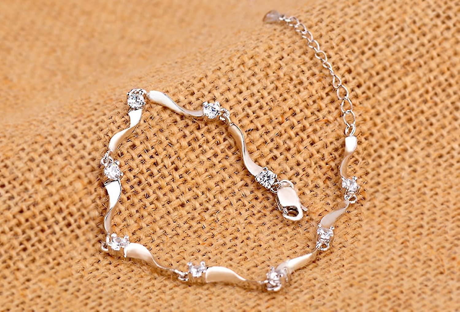 925 Sterling Silver Bracelet With Shiny White Zirconia For Women And Girls - Image 5
