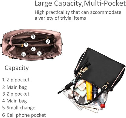 Hobo and Shoulder Bags for Women Fashion Handbags Large Tote Bag Ladies Shoulder Bag_MGF Black - Image 4