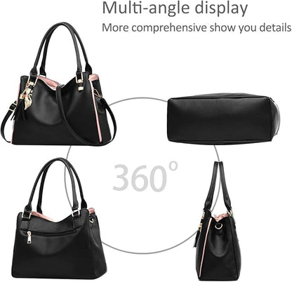 Hobo and Shoulder Bags for Women Fashion Handbags Large Tote Bag Ladies Shoulder Bag_MGF Black - Image 5