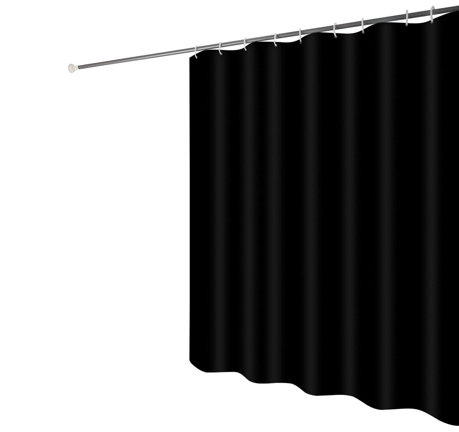 Black Shower Curtain Solid Color Waterproof Mildew Resistant Shower Cu - Image 2