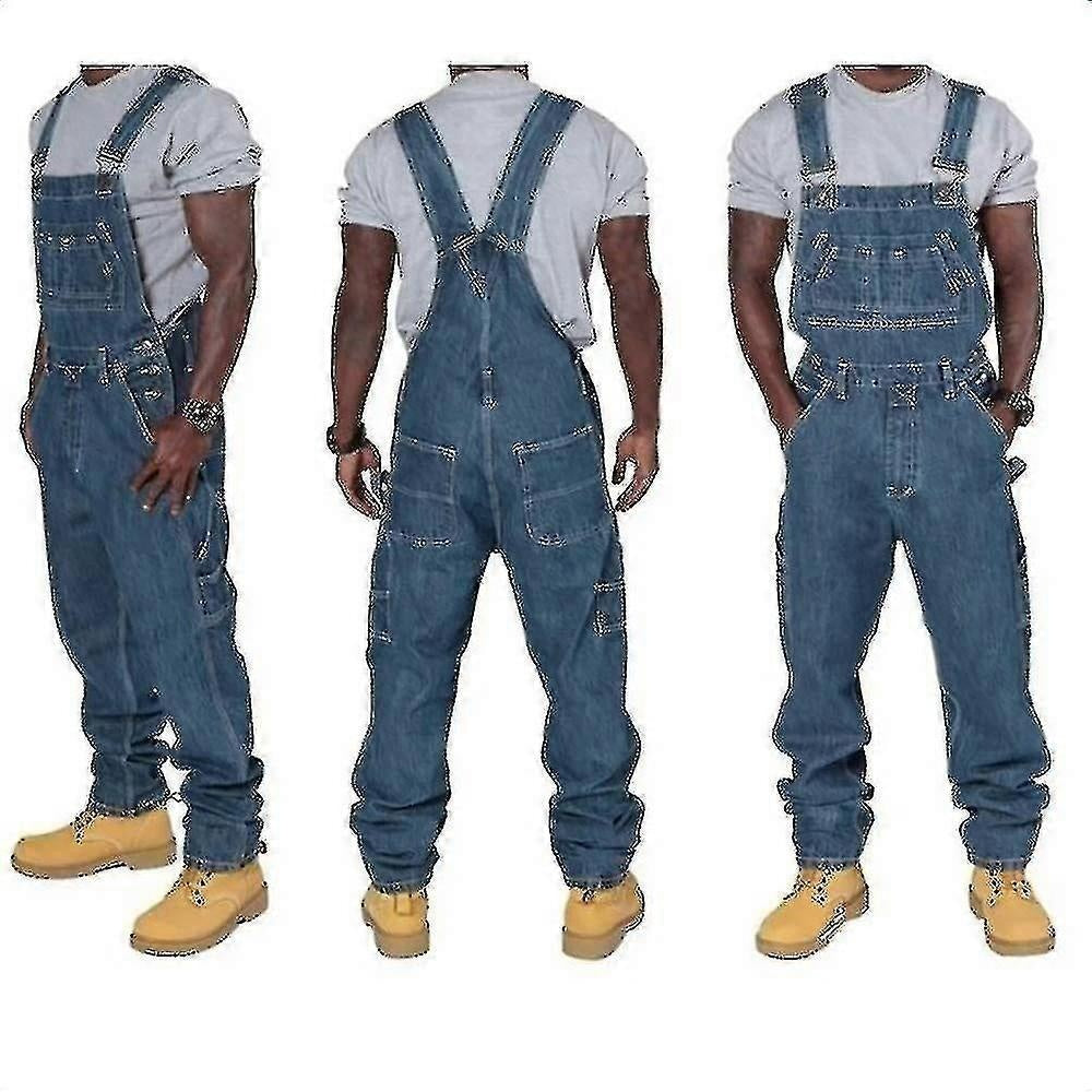 Men's Plus Size Jeans Fashion Jeans Denim Bib Loose Fit Multiple Pockets Adjustable Straps - Perfect 4XL 4XL - Image 3