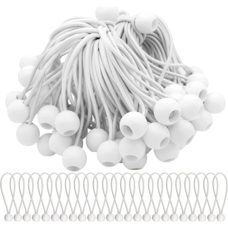 50 elastic rubber straps with balls for marquees, tents, banners, tarpaulins