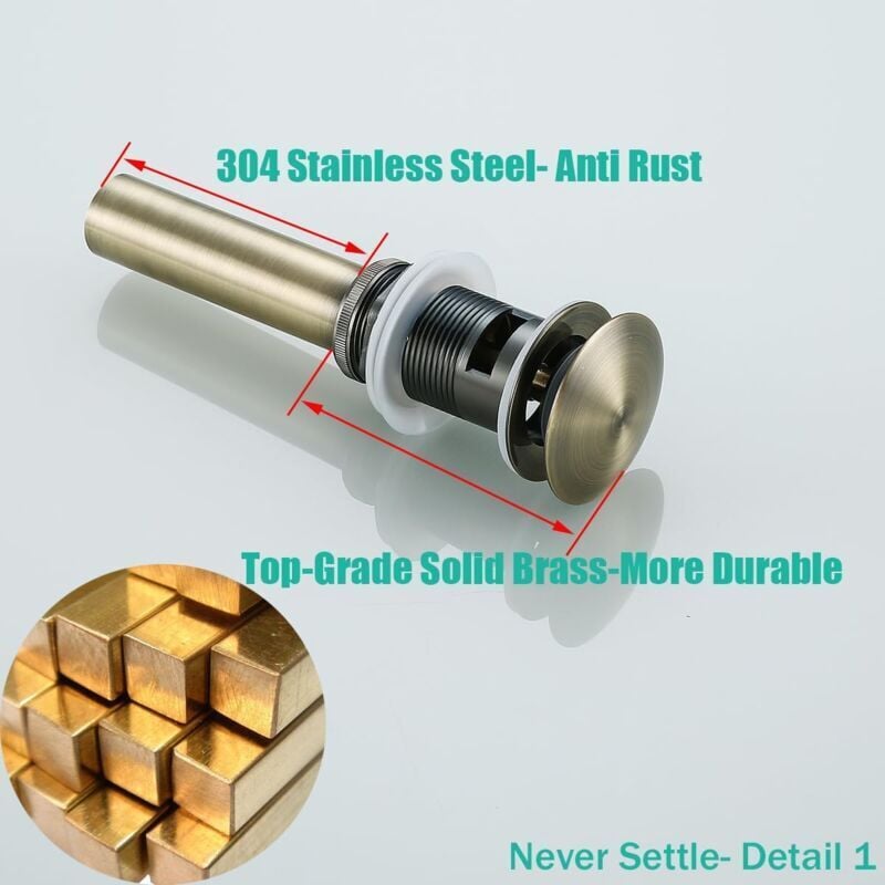 G1 1/4\" Pop-up Retro Sink Plug Waste Click-clack Drain with Overflow Bronzed Brass Universal Sink Drain Valve Basin Siphon - with Overflow - Image 2