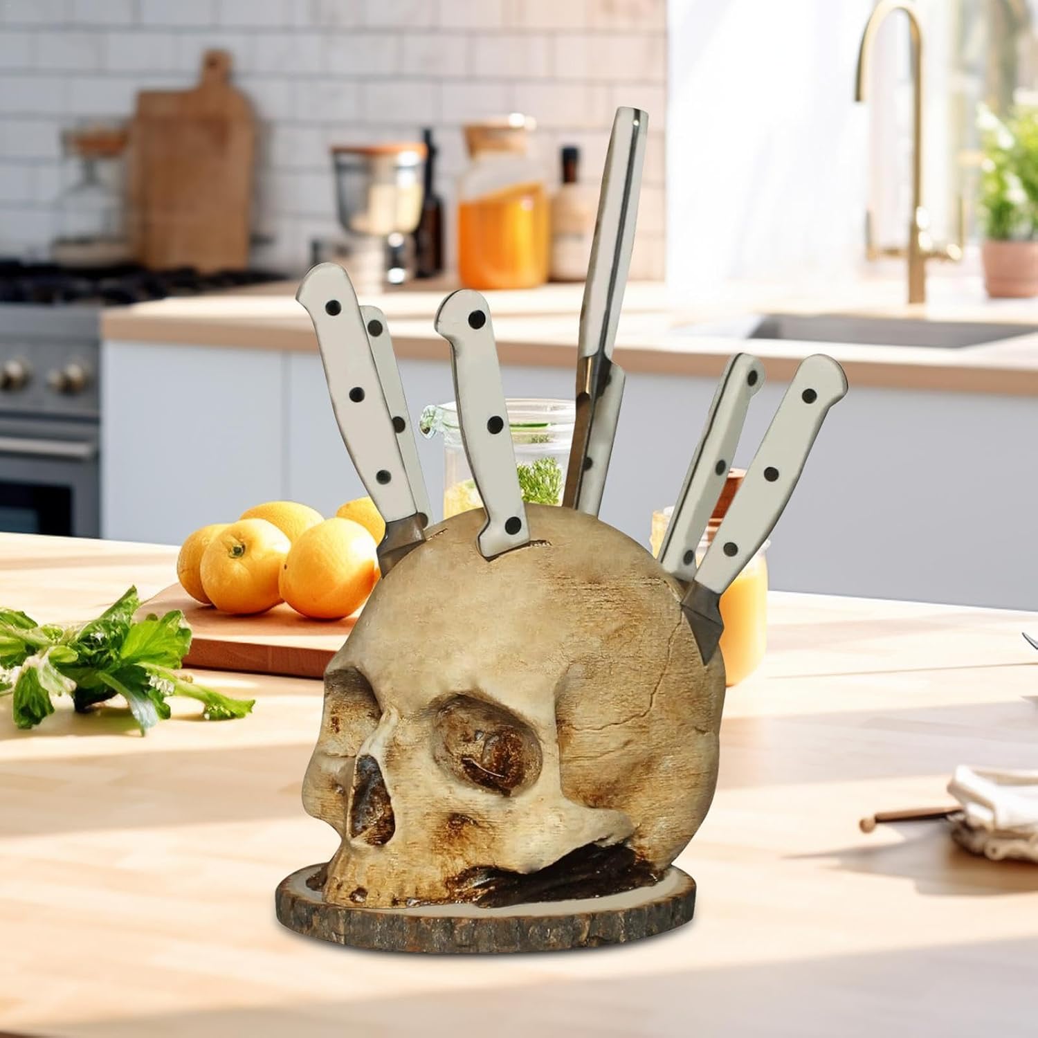 Skull Knife Holder, Horror Head Shaped Knife Holder, Knife Storage for Kitchen Countertop, Kitchen Skeleton Storage Knife Holder, Gothic Kitchen - Image 4