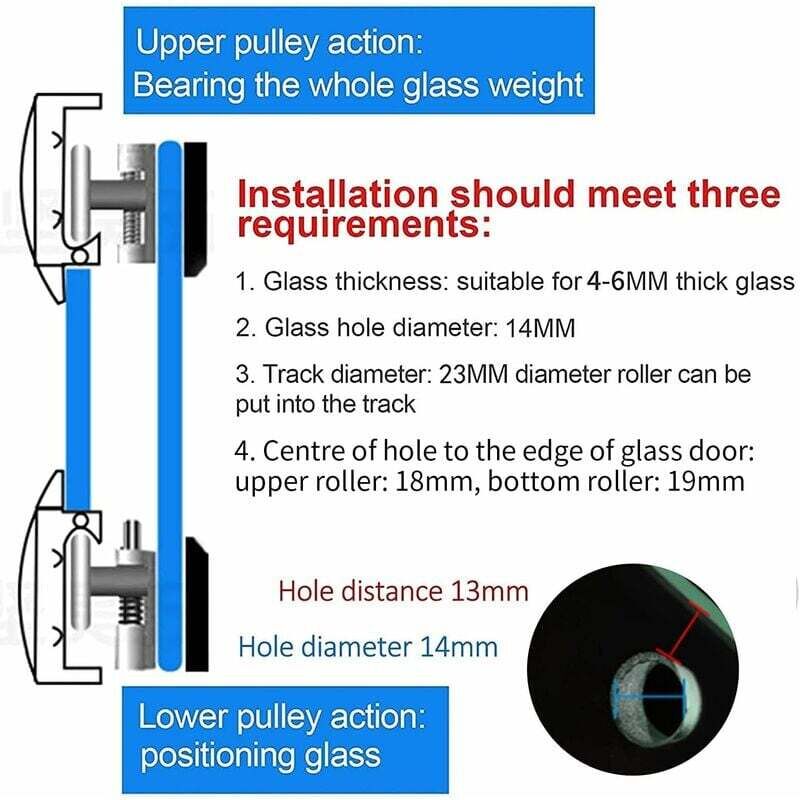 Shower Door Roller, 4pcs Double Shower Door Rollers Sliding Door Wheel Replacement for Shower Enclosure for 14mm Glass Hole - Image 3