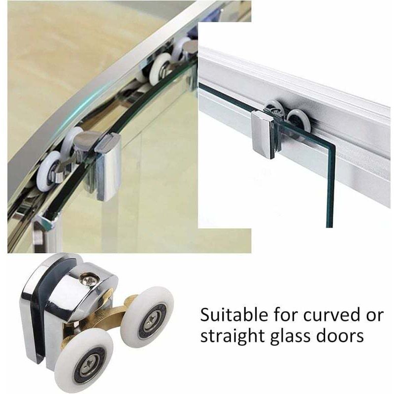 Shower Door Roller, 4pcs Double Shower Door Rollers Sliding Door Wheel Replacement for Shower Enclosure for 14mm Glass Hole - Image 4