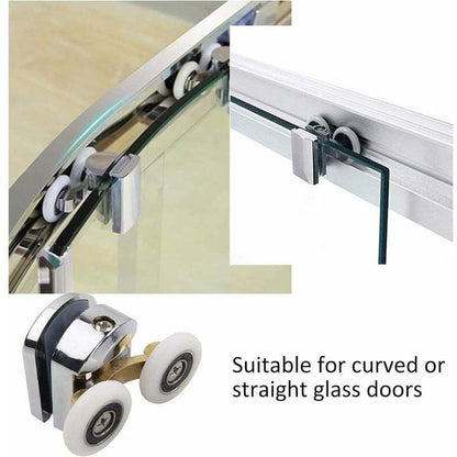 Shower Door Roller, 4pcs Double Shower Door Rollers Sliding Door Wheel Replacement for Shower Enclosure for 14mm Glass Hole - Image 4