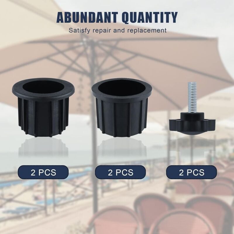 6-piece balcony parasol accessory set - 4 umbrella hole rings and 2 hand screws, black - Compatible with outdoor tables and terraces - Image 3