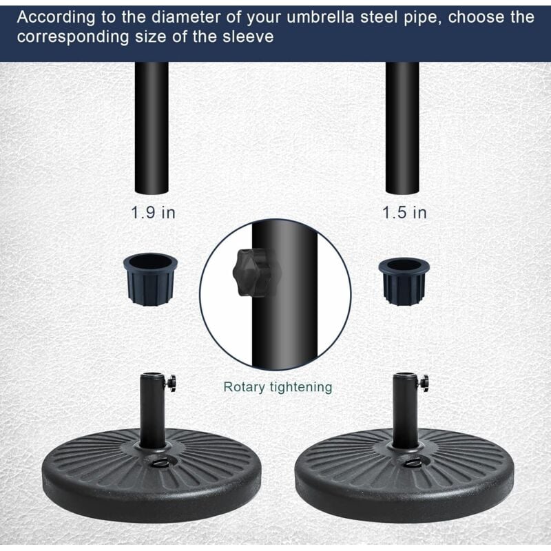 6-piece balcony parasol accessory set - 4 umbrella hole rings and 2 hand screws, black - Compatible with outdoor tables and terraces - Image 4