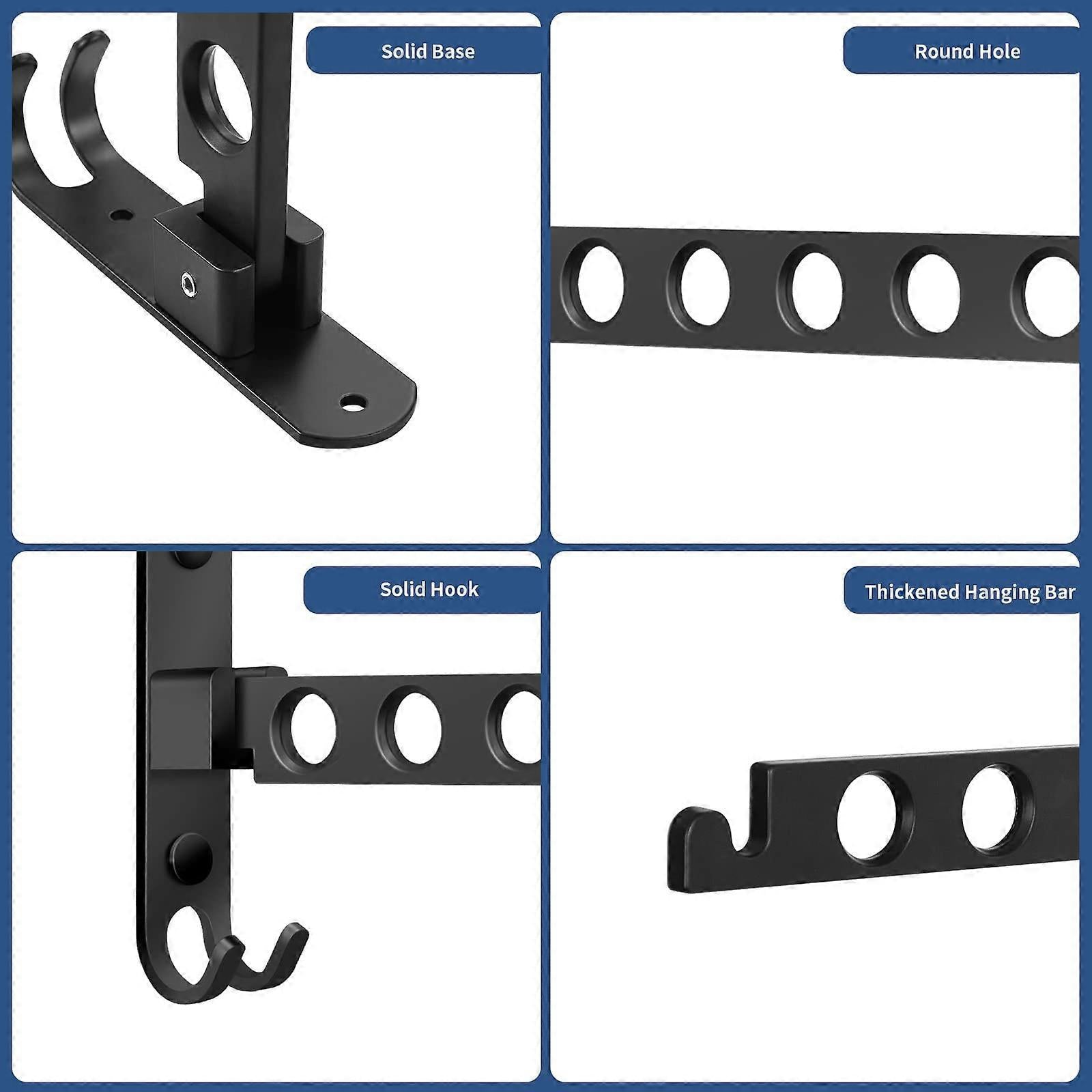 Foldable Clothes Hook, Wall Mounted Clothes Rack, Wall Hook, Foldable Hook for Balcony, Bathroom, Laundry Room (Black, 1-pack)—yux - Image 4