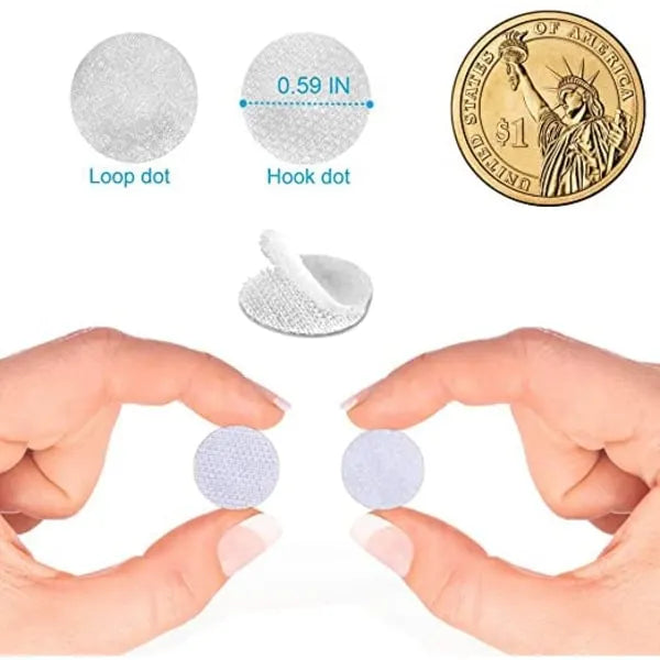 1000pcs Self-adhesive Velcro for Kids, Round, Early Education, Nylon, Self-adhesive, Die-cut, White, Silent, 10mm - Image 2