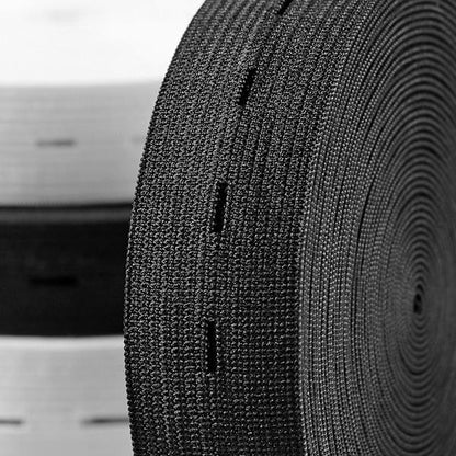 Elastic buttonhole tape, practical and versatile black elastic band, width: 2.5 cm Width: 2.5cm—yux Width: 2.5cm - Image 2