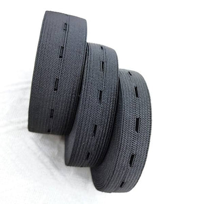 Elastic buttonhole tape, practical and versatile black elastic band, width: 2.5 cm Width: 2.5cm—yux Width: 2.5cm - Image 3