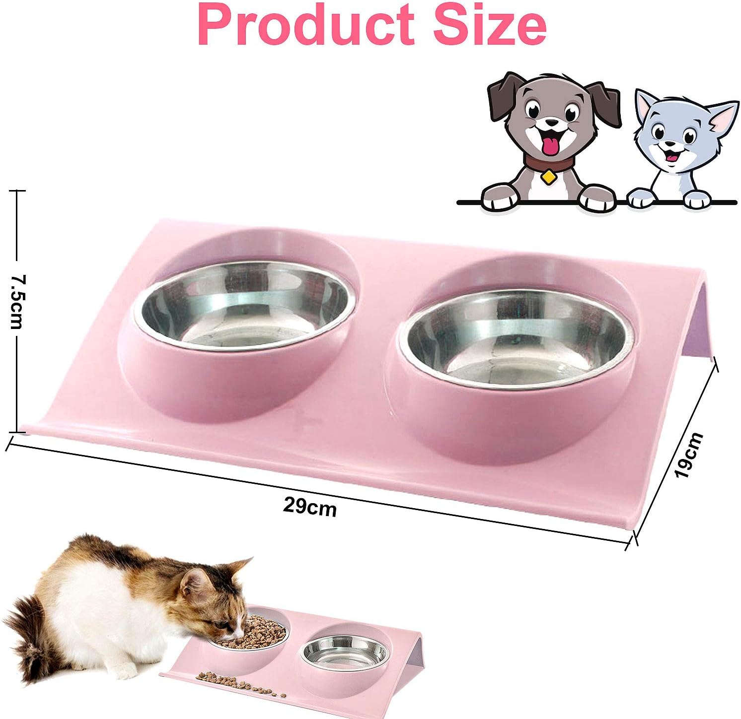 Cat food bowl, double cat food bowl, stainless steel cat bowl, non-slip, cat food bowls, stainless steel cat bowl set, cat food bowl - Image 2