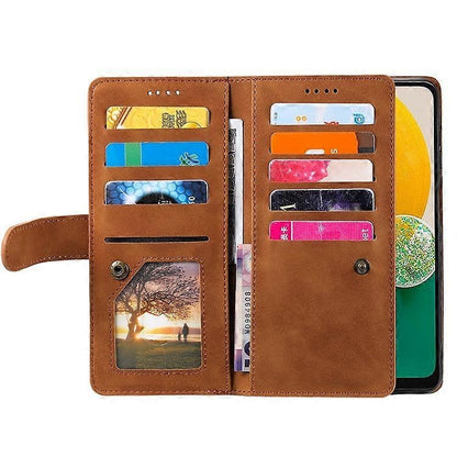 Compatible Case for Samsung Galaxy A26 5G PU Leather Phone Case with Zipper Wallet 9 Card Slots-Perfect Brown - Image 2