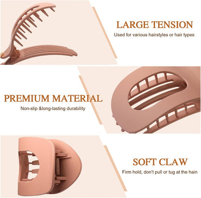 Set of 4 brown, matte, flat hair clips, flat clip for women, round lying hair clip for thick and thin hair, comfortable, curved flat clips - Image 4
