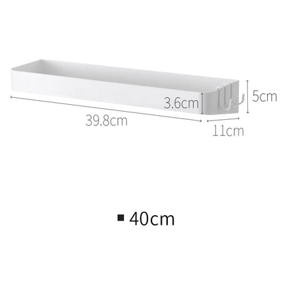 Set of 2 shower shelves, shower shelf without drilling, wall shelf with 6 removable hooks, for bathroom, kitchen, white - Image 2