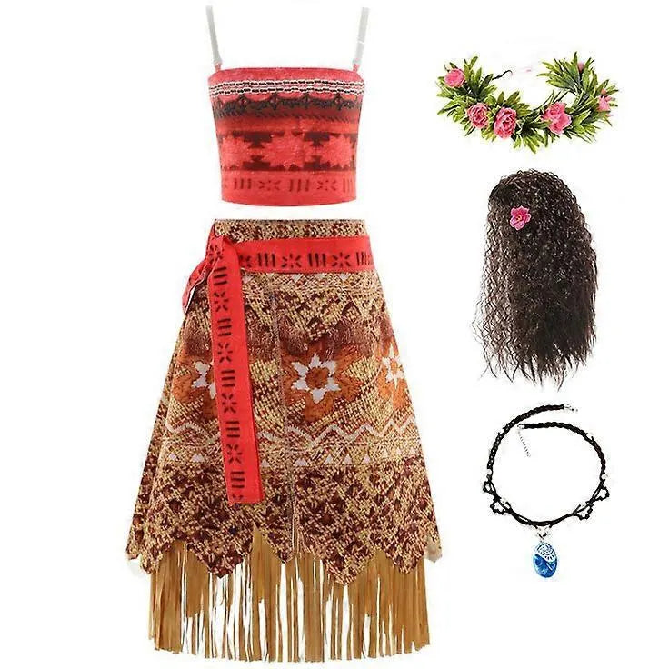 Princess Vaiana Cosplay for Girls Halloween Masquerade Carnival Party Costume Complete Set Full Set 120
