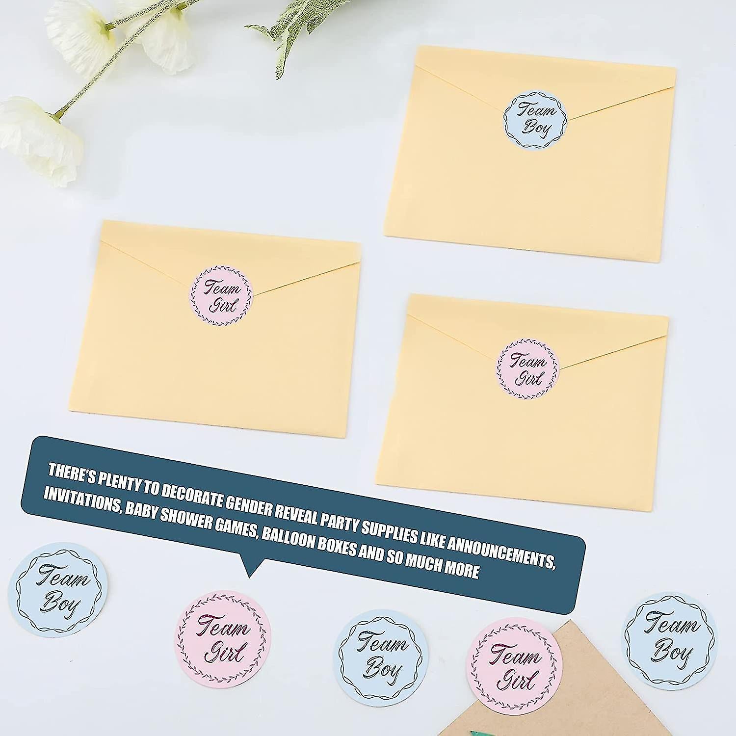 40 Pcs Gender Reveal Stickers Team Boy Team Girl Label Stickers Blue And Pink Round Stickers - Image 4