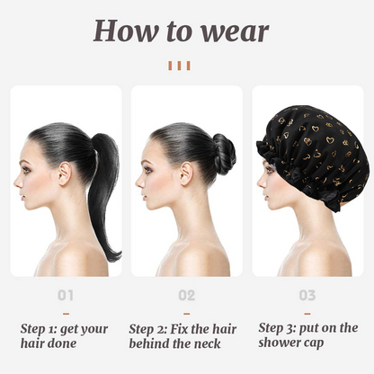 Shower Caps, 3-pack for women, waterproof and double layered - Image 4