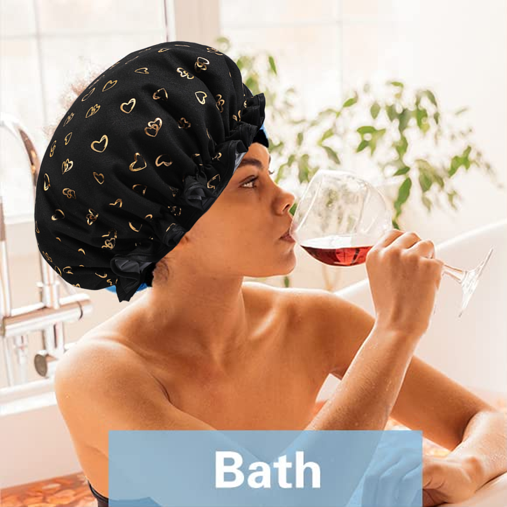 Shower Caps, 3-pack for women, waterproof and double layered - Image 5